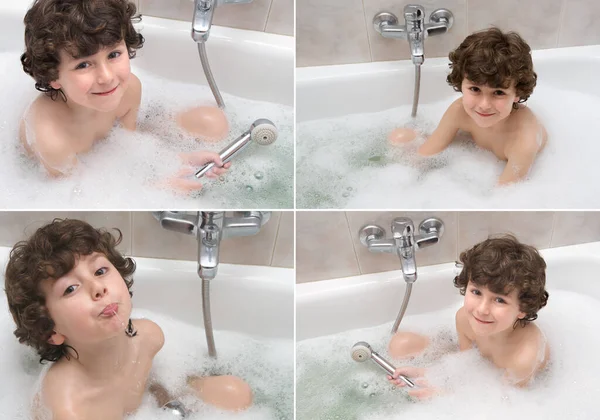 Photo Sequence Boy Bath Time — Stock Photo, Image