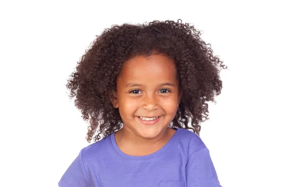 Adorable Little Girl Curly Hair Isolated White Background — Stock Photo, Image