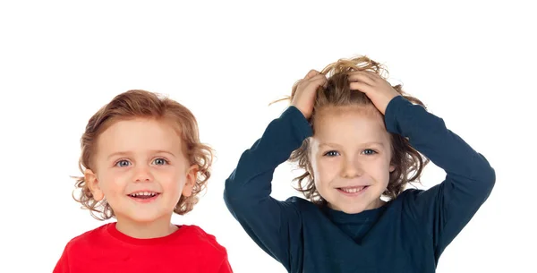 Kinderen Bedekken Oren Geschokt Door Een Luid Geluid Geïsoleerd Een — Stockfoto