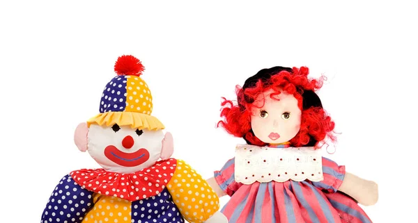 Due Bambole Stracci Isolate Uno Sfondo Bianco — Foto Stock