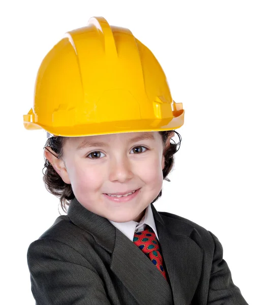 Children Helmet Engineer Isolated White Background Royalty Free Stock Images