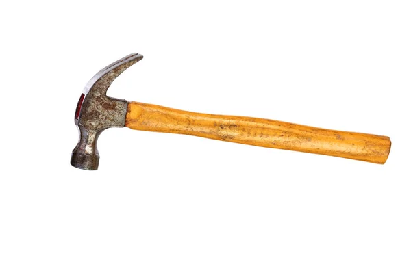 Hammer Mit Holzstiel Isoliert Auf Weißem Hintergrund — Stockfoto