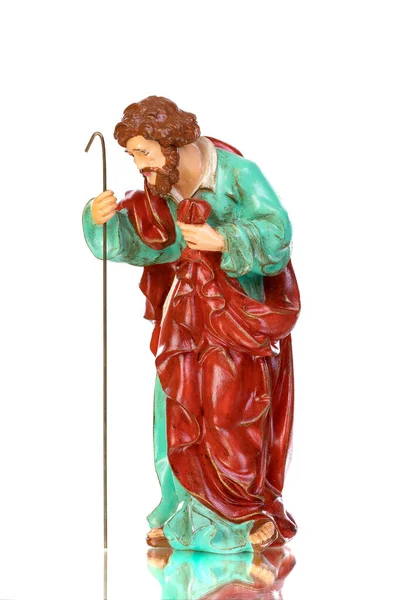 Heliga Familjen Saint Josephceramic Figurine Isolerad Vit Klippbana Ingår — Stockfoto