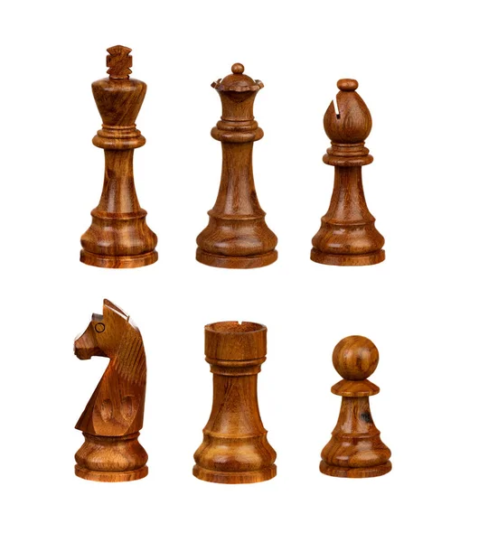 Brown Pieces Chess Isolated White Background — Stock Photo, Image