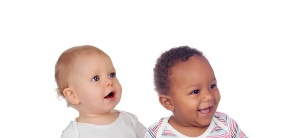 Lindos Bebés Aislados Sobre Fondo Blanco — Foto de Stock