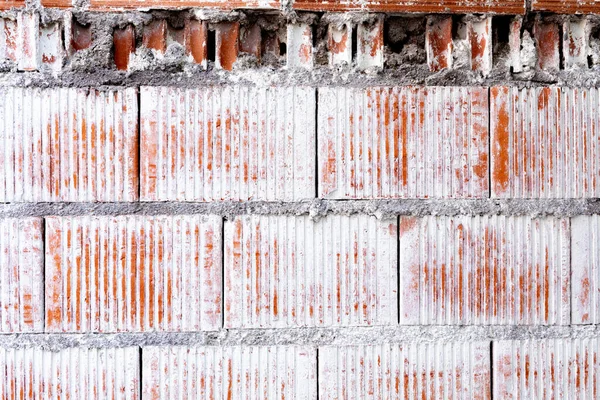 Старая Стена Красными Кирпичами Окрашенными Белый Цвет — стоковое фото