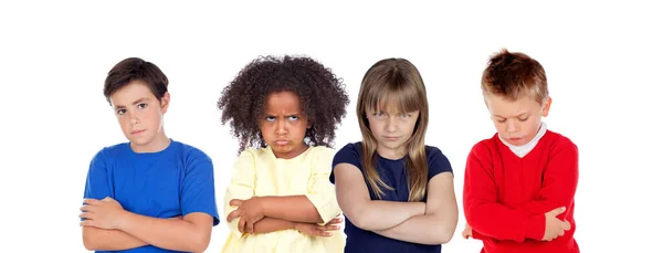 Niños Enojados Aislados Sobre Fondo Blanco —  Fotos de Stock