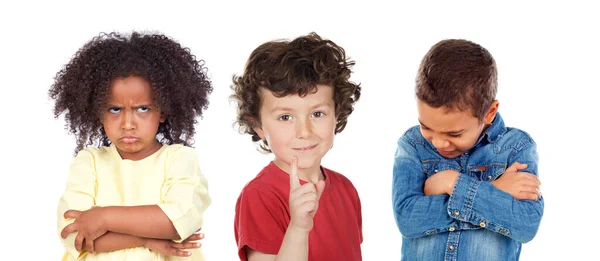 Bambini Che Esprimono Emozioni Isolate Uno Sfondo Bianco — Foto Stock