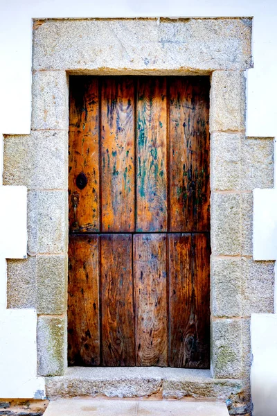 Old Kayu Pintu Dari Desa Spanyol — Stok Foto