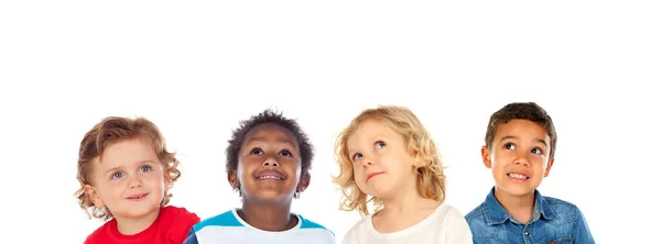 Niños Pensativos Imaginando Aislados Sobre Fondo Blanco —  Fotos de Stock