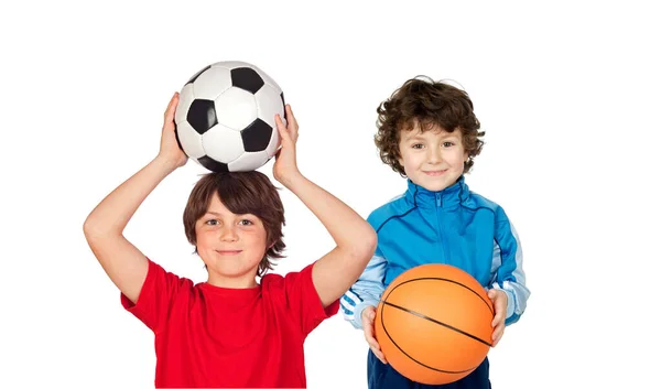 Επιλέξτε Αγαπημένο Σας Άθλημα Παιδιά Απομονωμένα Λευκό Φόντο — Φωτογραφία Αρχείου