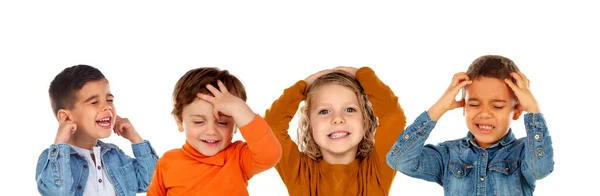 Niños Sorprendidos Aislados Sobre Fondo Blanco — Foto de Stock