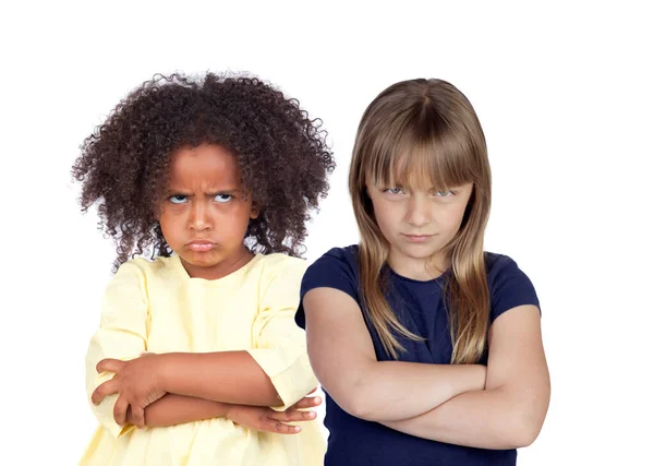 Niños Enojados Aislados Sobre Fondo Blanco — Foto de Stock