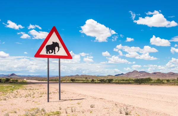 Elephant crossing road warning sign, Damaraland, Namibia