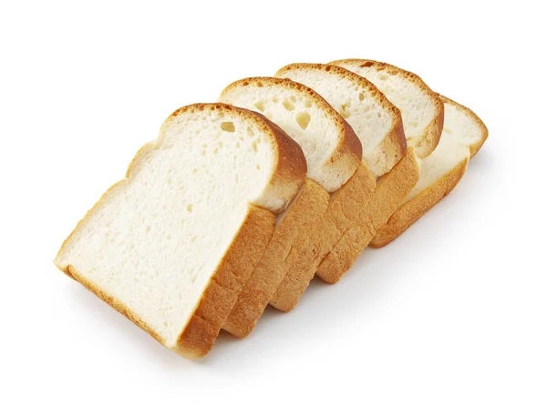 Fetta Pane Bianco Isolato Bianco — Foto Stock