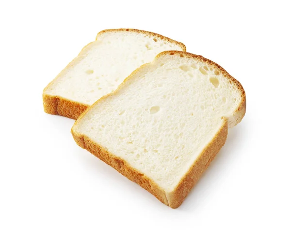 Fatia Pão Branco Isolada Branco — Fotografia de Stock