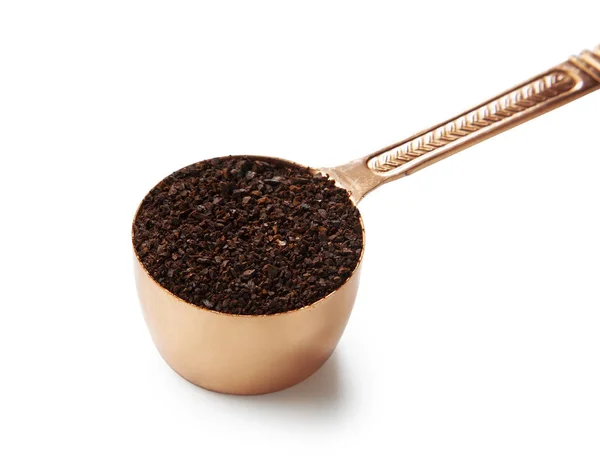 Measuring Coffee Spoon Coffee Powder Isolated White — Stock Photo, Image