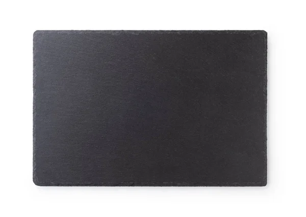 Rectangular Piece Slate Stone White Background — Stock Photo, Image