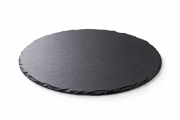Black Stone Plate White Background — Stock Photo, Image