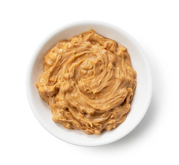 Top View Peanut Butter Placed White Background — Stock Photo, Image