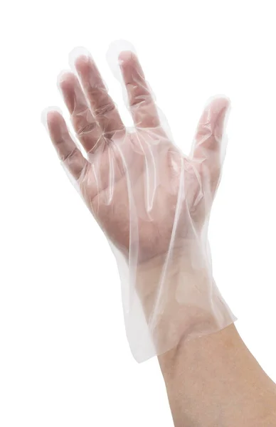 Ręce Mężczyzny Rękawiczkach Poli Białym Tle Higieniczny Wizerunek — Zdjęcie stockowe