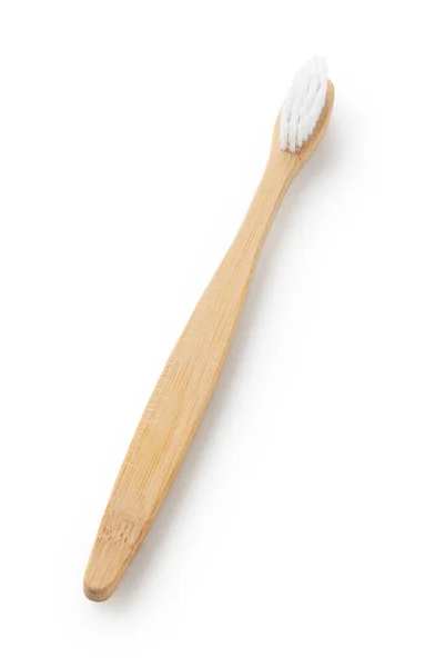 Cepillo Dientes Bambú Sobre Fondo Blanco — Foto de Stock