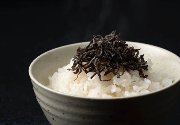 Salted Kelp Bed White Rice Japanese Breakfast Image — Stock Photo, Image