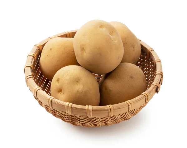 Πατάτες Σουρωτήρι Λευκό Φόντο — Φωτογραφία Αρχείου