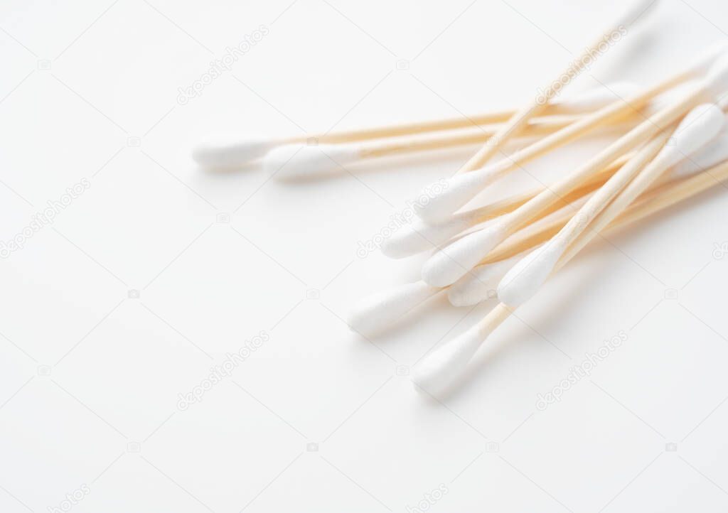 Bamboo swabs on a white background