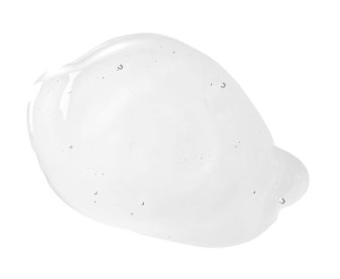 Sıvı jel dokusu. Güzellik serumunu düşürür. Beyaz arka planda şeffaf cilt bakımı ürünleri.