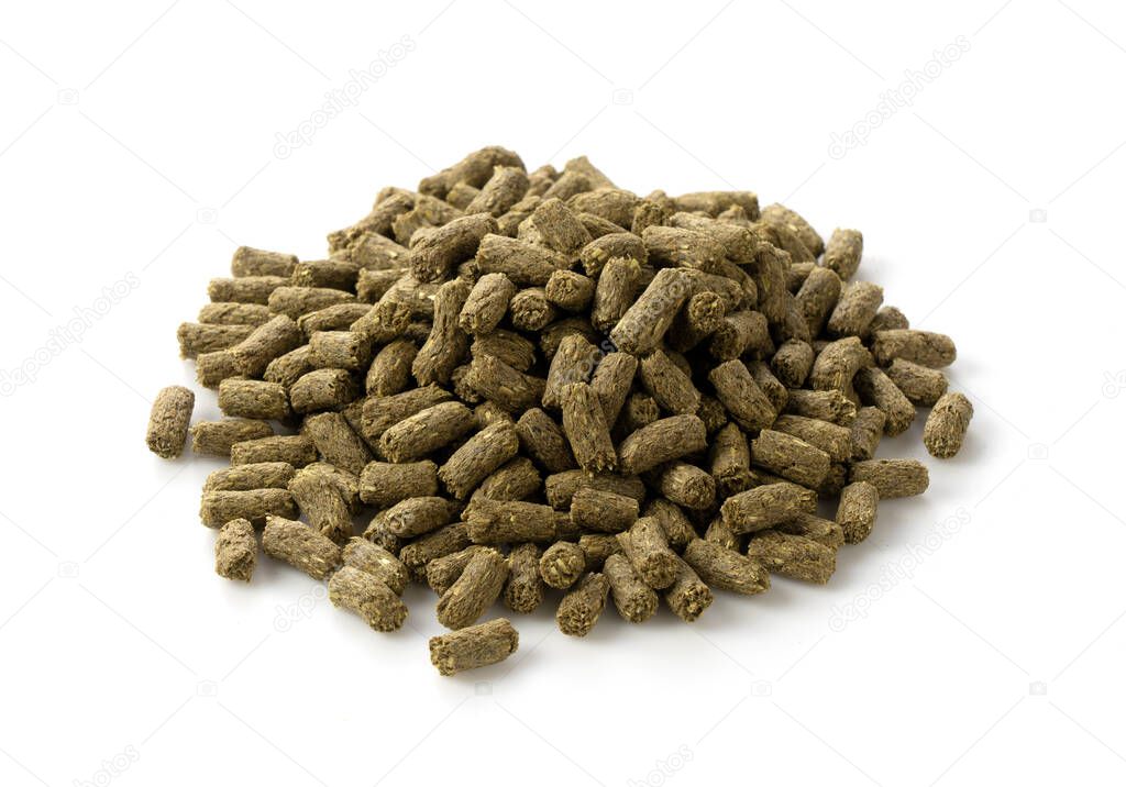 Rabbit pet food on a white background