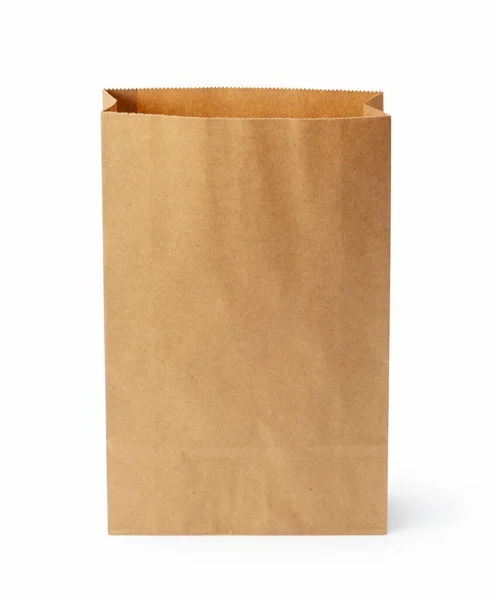 白色背景的褐色纸袋 — 图库照片