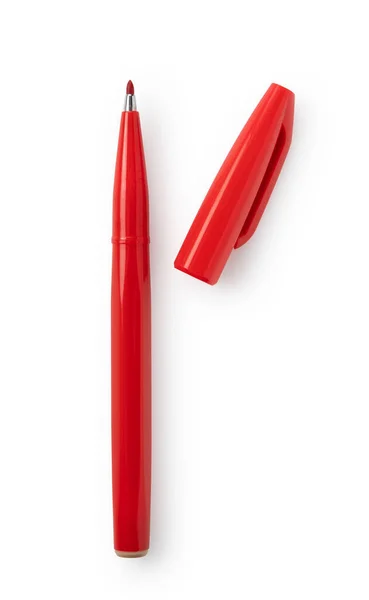 Rode Pen Witte Achtergrond — Stockfoto