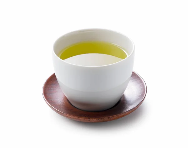Grüner Tee Auf Weißem Hintergrund Bild Des Japanischen Grünen Tees — Stockfoto