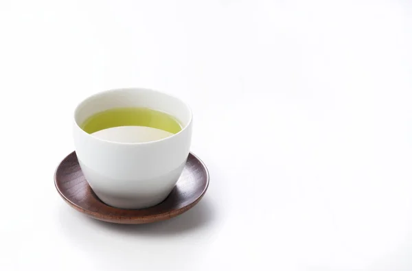 Green Tea Placed White Background Space Image Japanese Green Tea — Stock Photo, Image