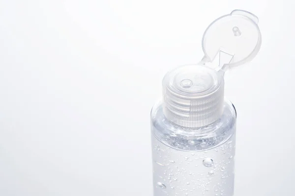 Sofortige Desinfektionsflasche Auf Weißem Hintergrund Klares Gel Kein Etikett Antibakteriell — Stockfoto