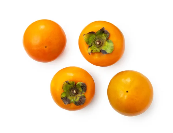 Persimmons Japonais Sur Fond Blanc Vue Aérienne — Photo