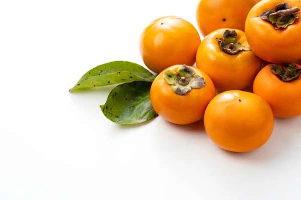 Japanese Persimmon Spacious White Background — Stock Photo, Image