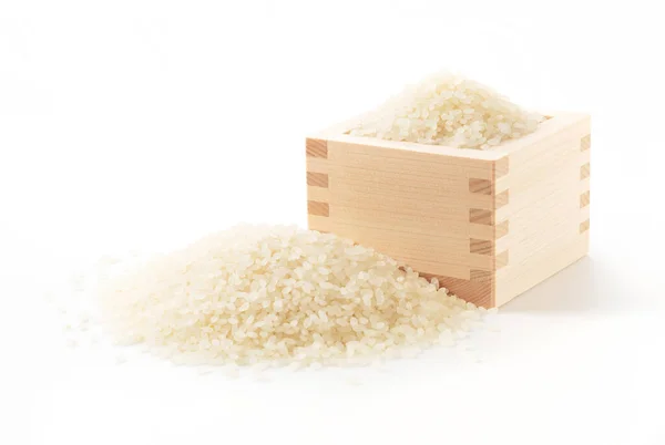 White Rice Masu White Background — Stock Photo, Image