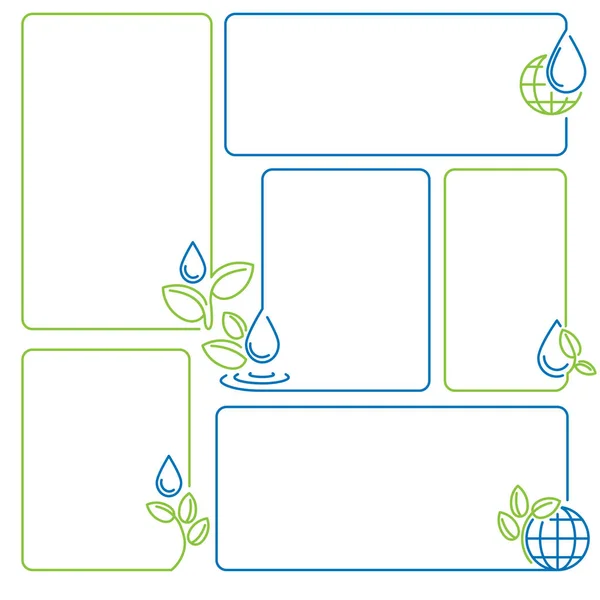 Water, drop, sprout, ecology, set of banner frames — Stock Vector