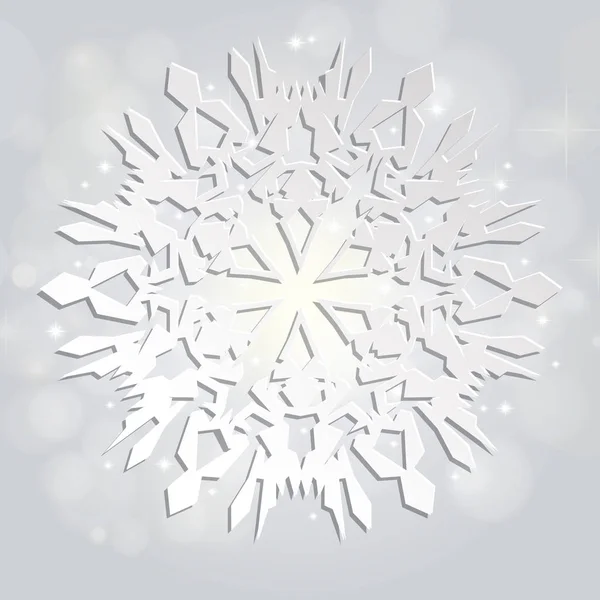 Christmas background with white paper snowflake — Stock Vector