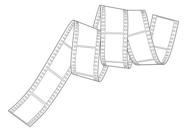 35mm çizilmiş analog negatif film spiral, vektör