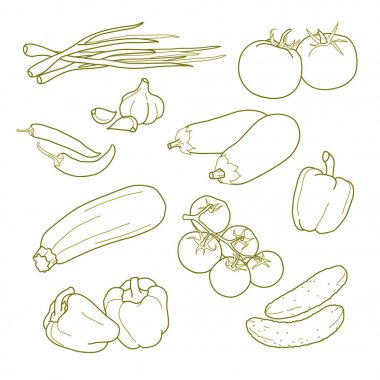Sebze, vejetaryen çiftlik ürünleri seti, vektör