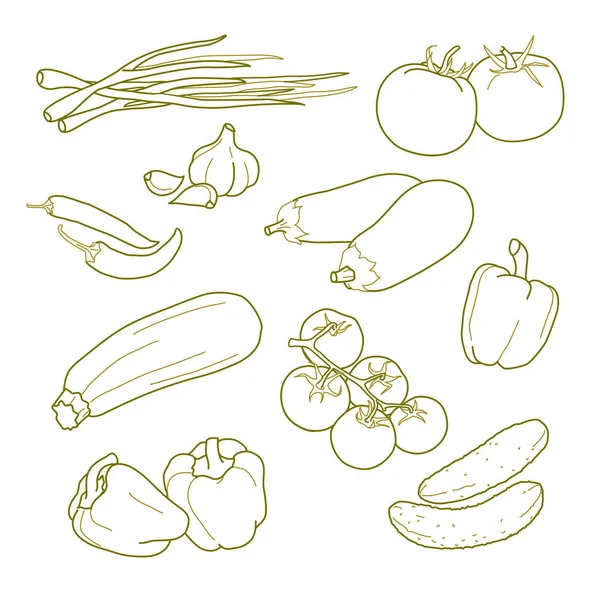 Zöldség, vegetariánus termékek készlet, vektor Jogdíjmentes Stock Illusztrációk