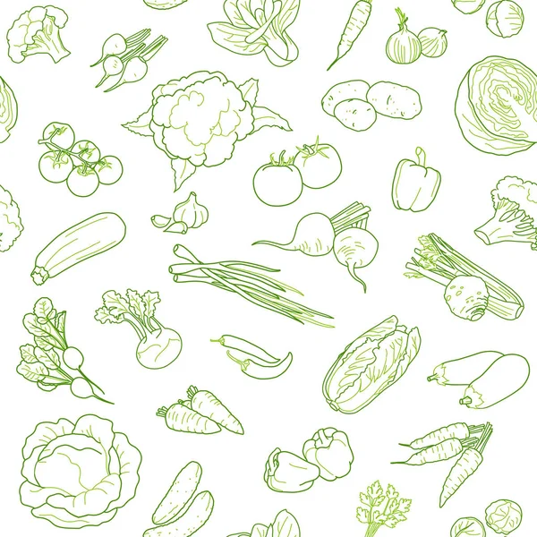 Plantilla de diseño de patrón sin costura de comida vegana, estilo boceto. Vector Gráficos Vectoriales