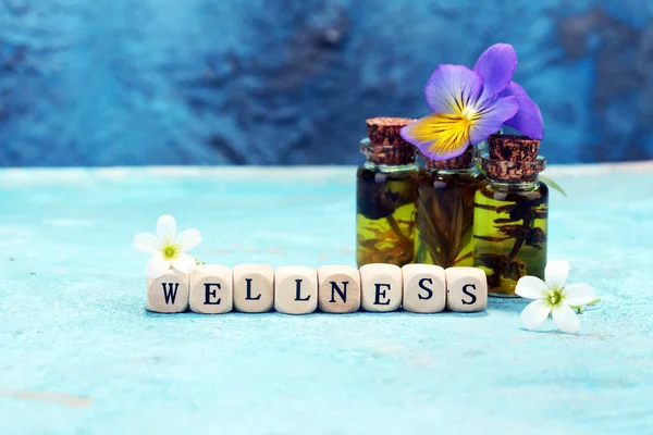 Wellness Sign Wooden Cubes Vintage Background — Stock Photo, Image