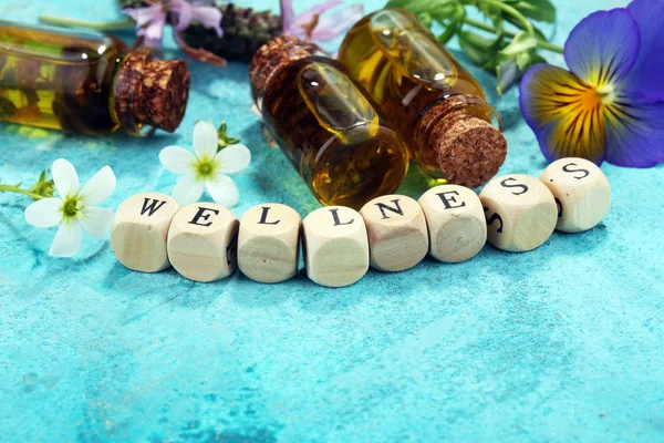 Wellness Sign Wooden Cubes Vintage Background — Stock Photo, Image