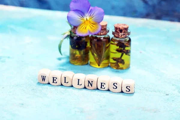 Wellness Sign Wooden Cubes Vintage Background — Stock Photo, Image