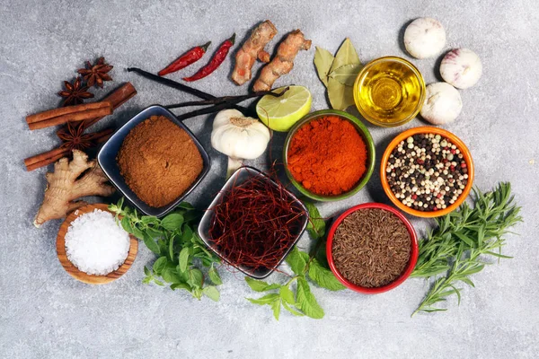 Spices Herbs Table Food Cuisine Ingredients — Stock Photo, Image