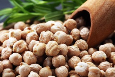 Bir kasede çiğ nohut. Nohut besleyici bir yemektir. Sağlıklı ve vejetaryen yemekleri